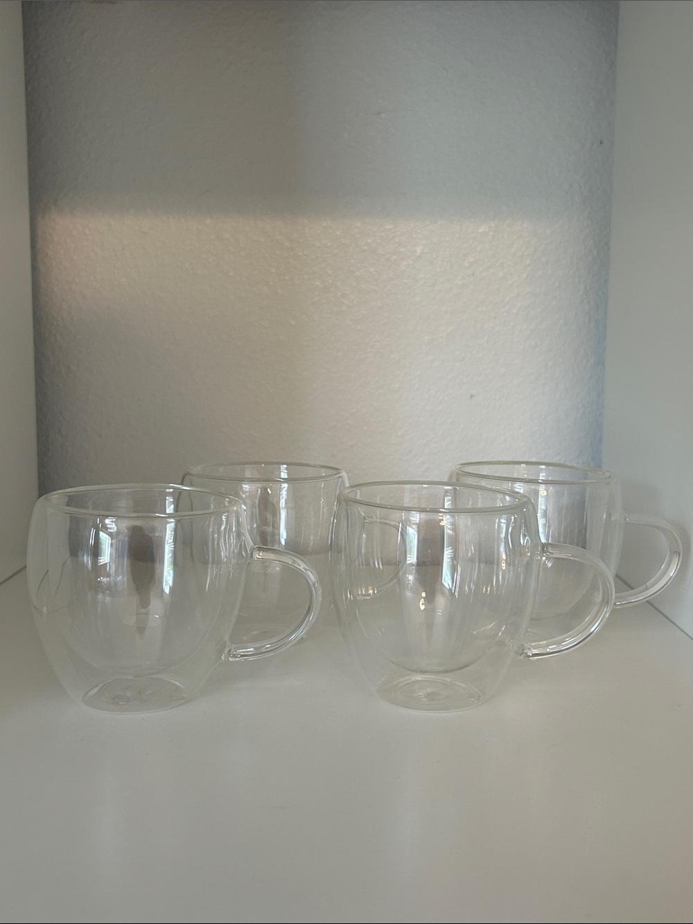 Clear 8 oz Double-Wall Glass Coffee Mug - Set of 4